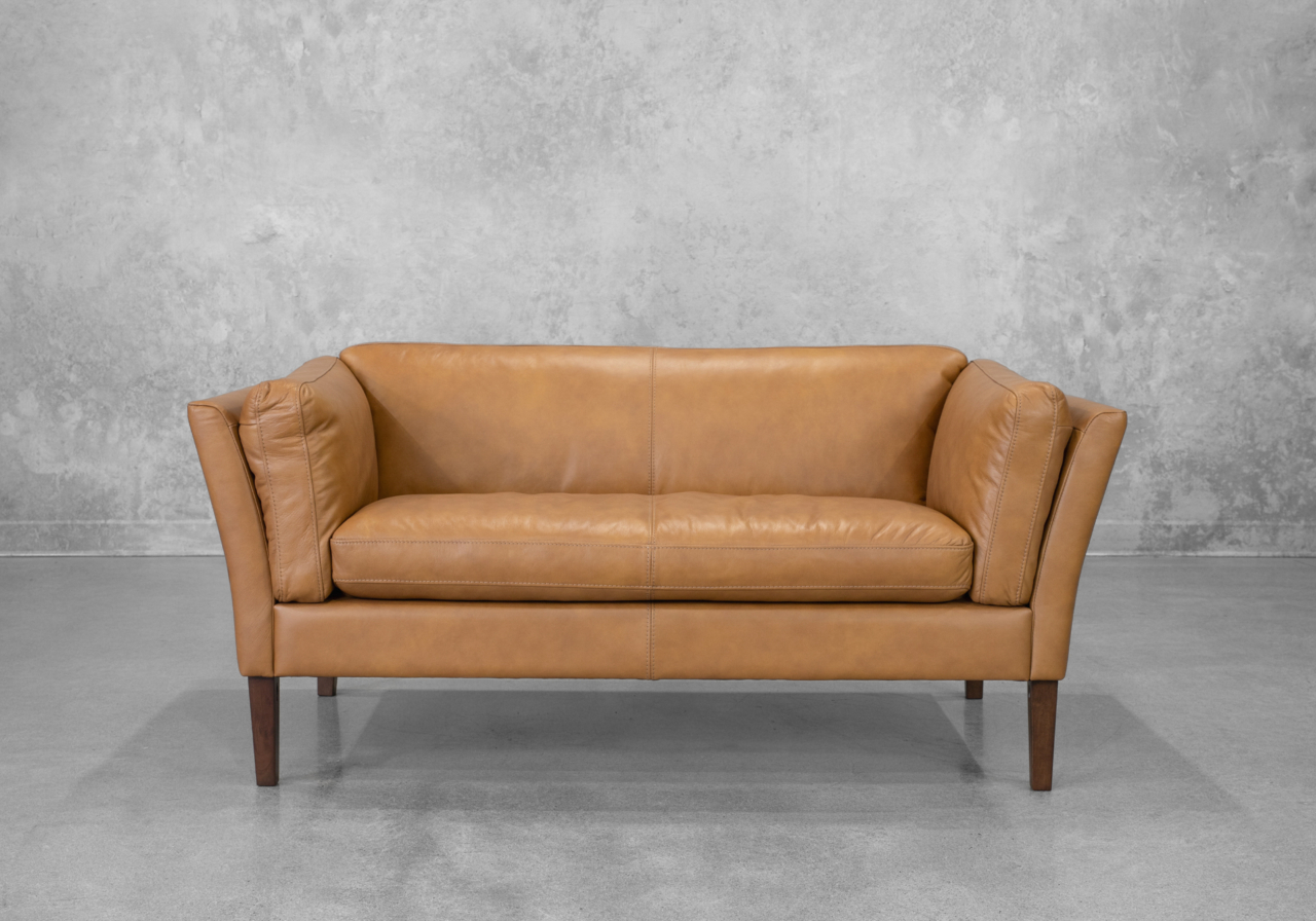 Diana Tan Leather Loveseat - Front Diana Tan Leather Loveseat - Front