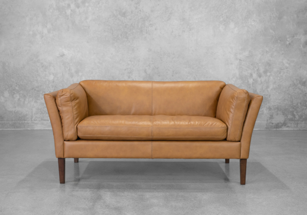 Diana Tan Leather Loveseat - Front