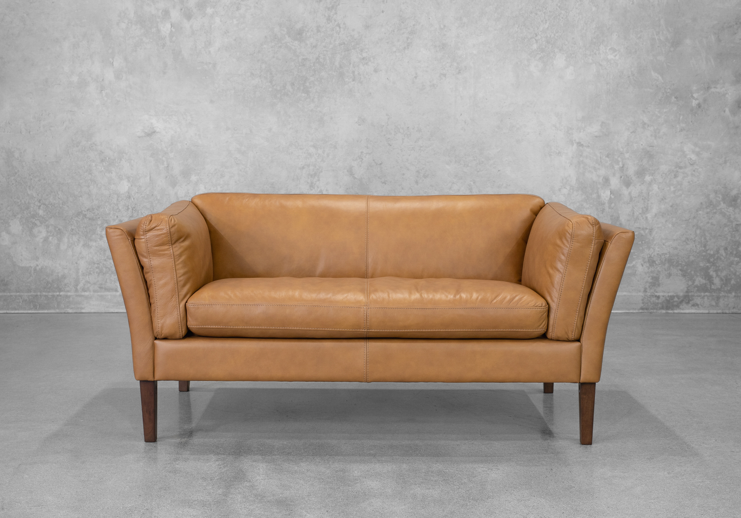 Diana Tan Leather Loveseat - Front