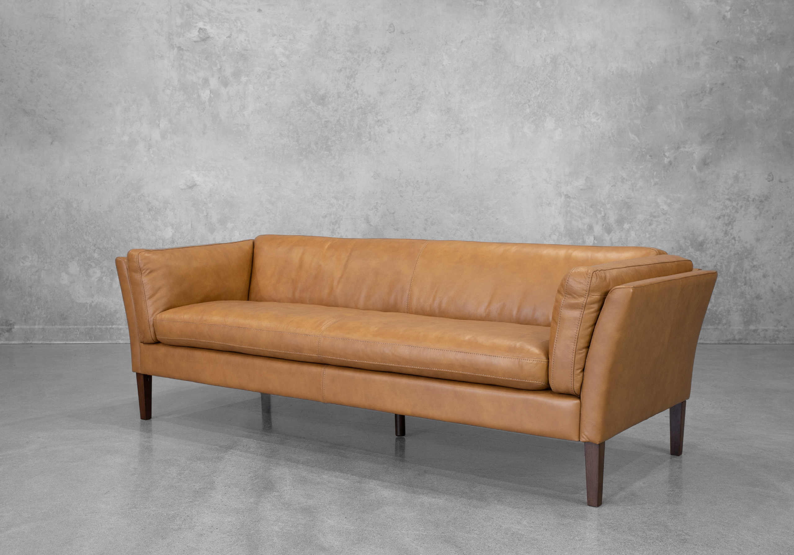 Diana Tan Leather Sofa - Angle