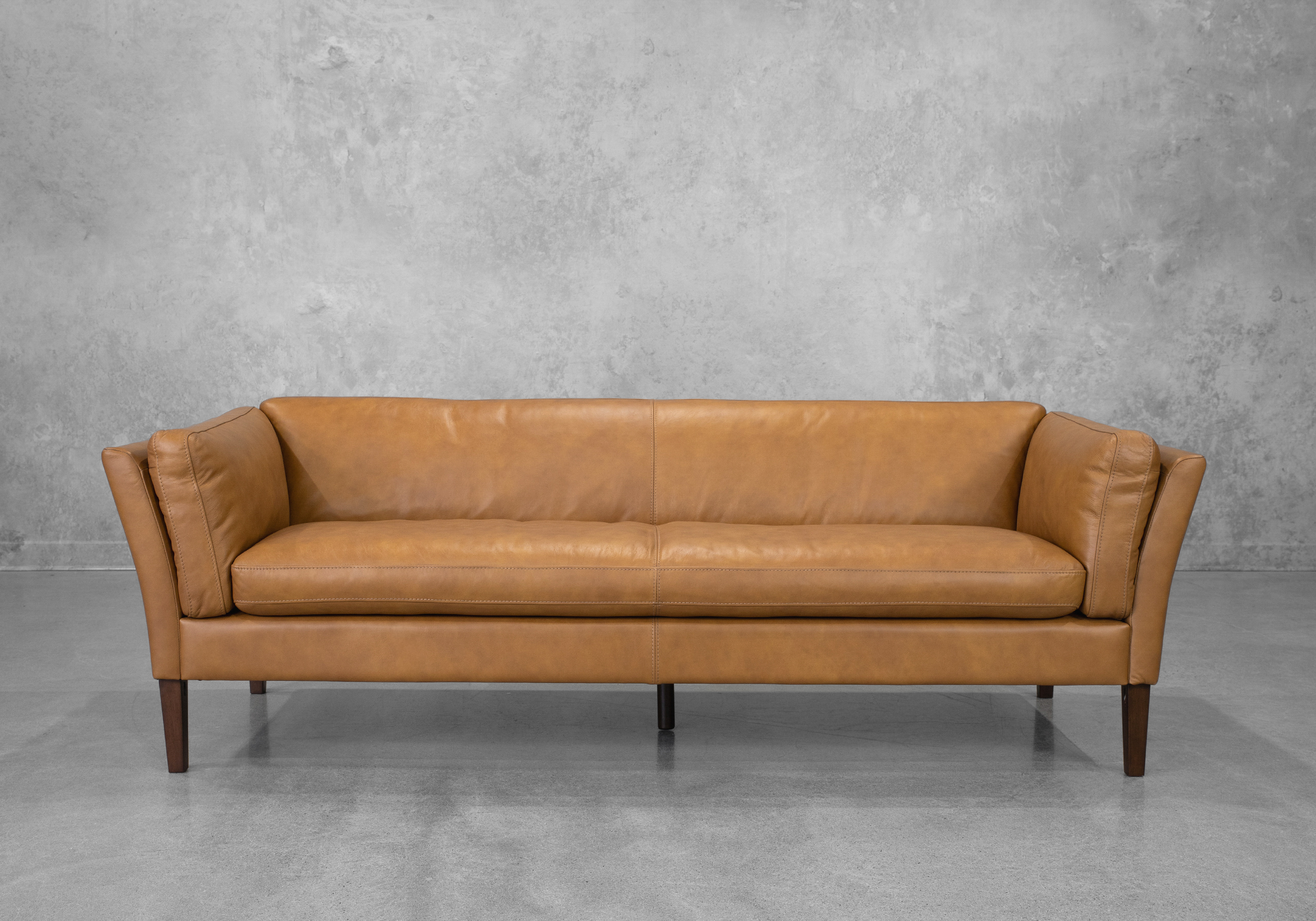Diana Tan Leather Sofa - Front