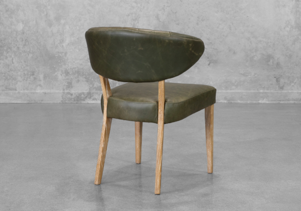 Drew Green Leather Dining Chair - Back