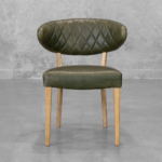 Drew Leather Dining Chair in Green