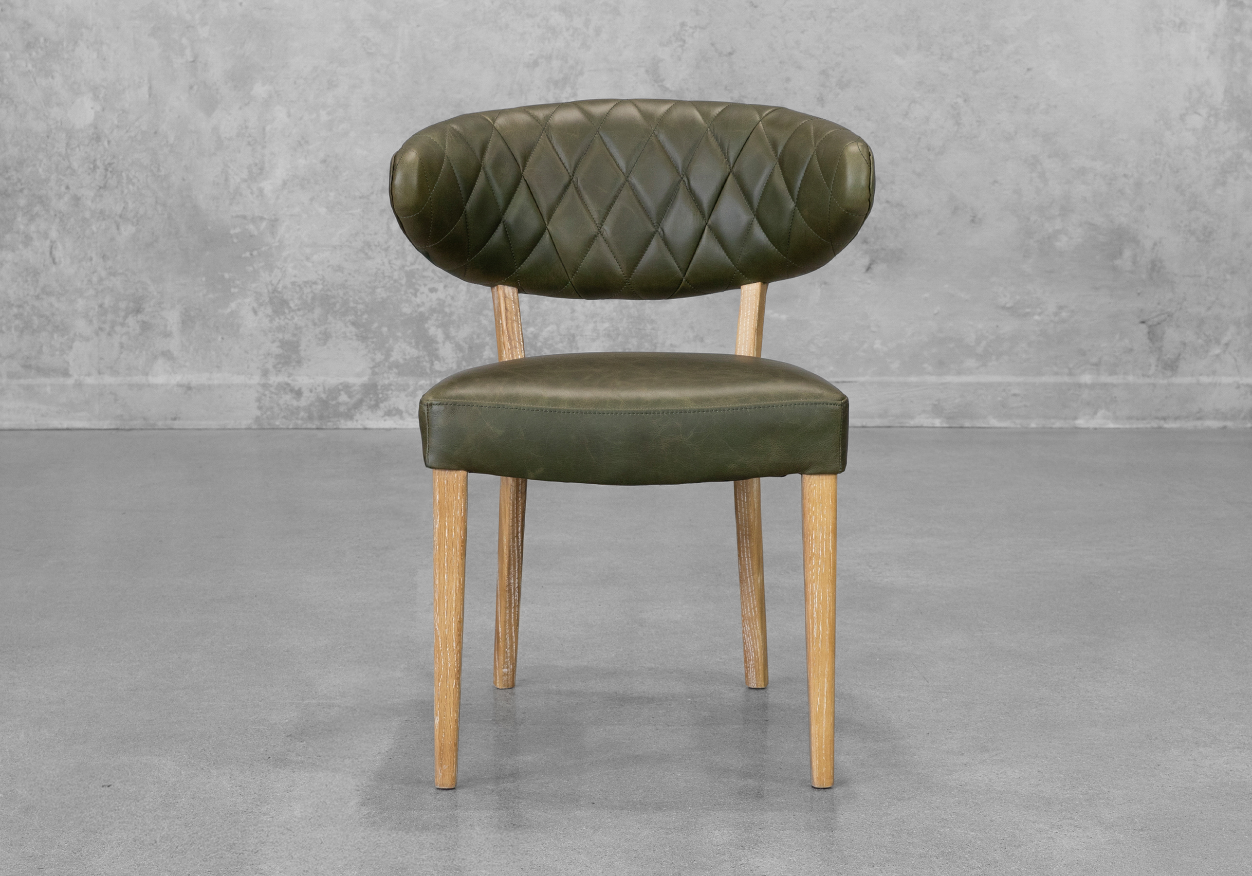 Drew Green Leather Dining Chair - Front