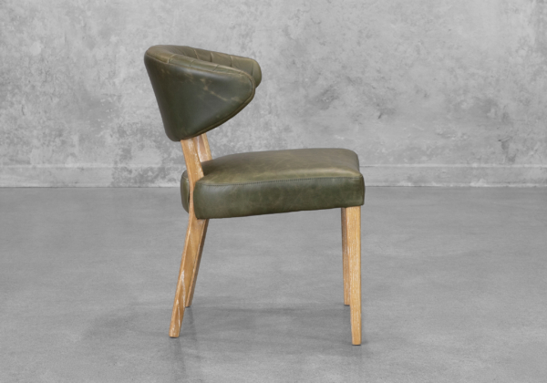 Drew Green Leather Dining Chair - Side