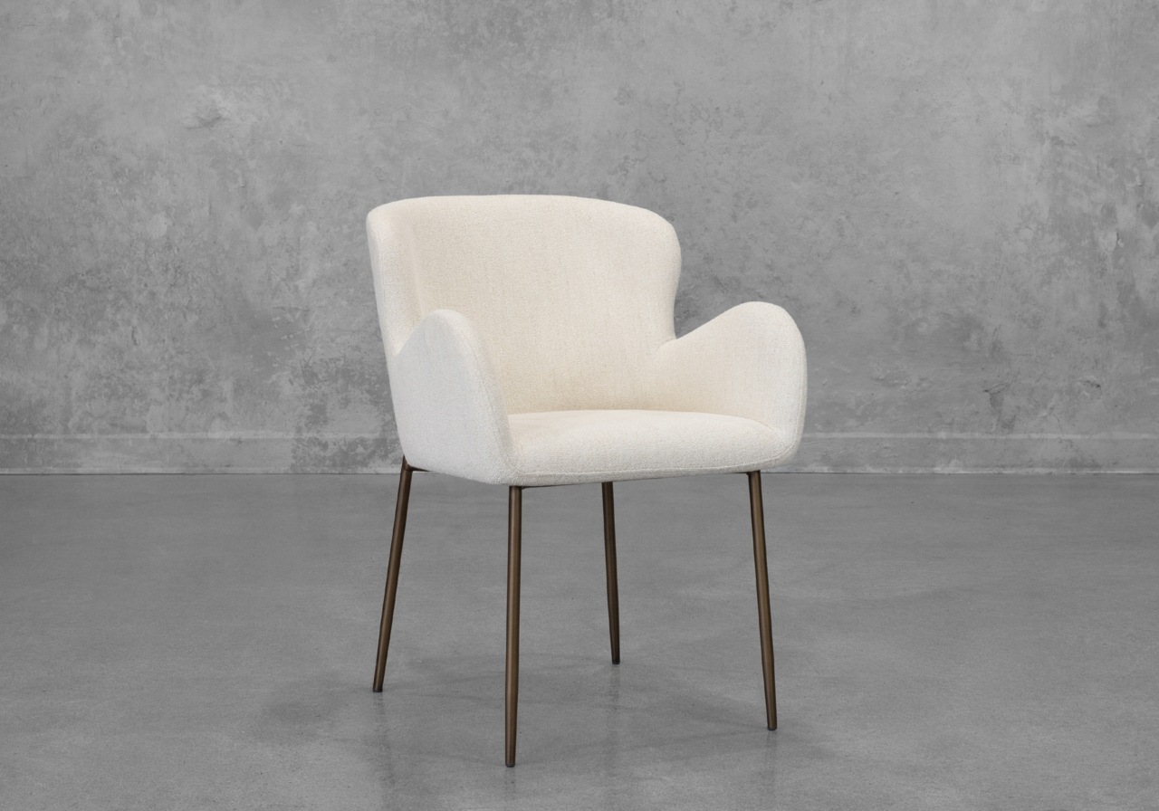 Glam Beige Fabric Armchair - Angle