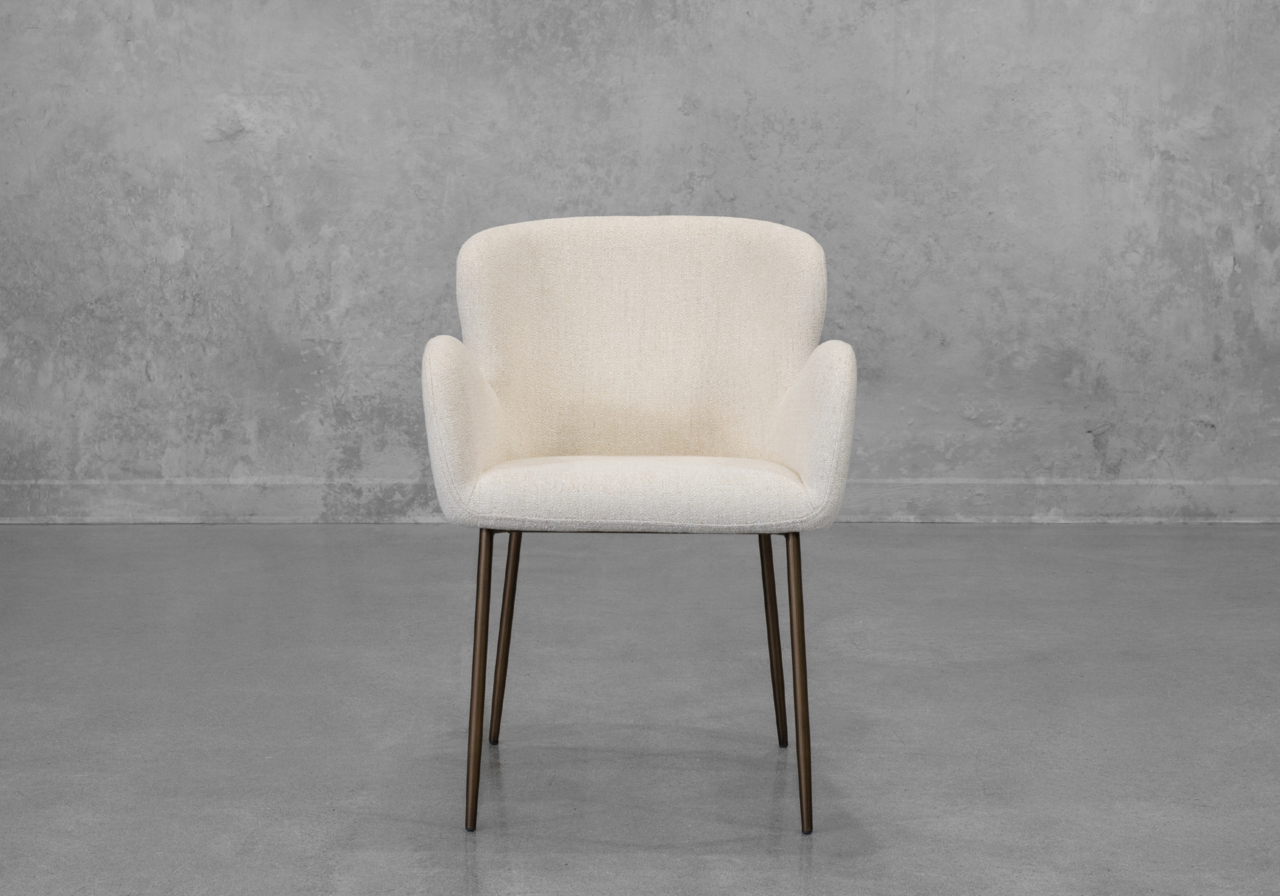 Glam Beige Fabric Armchair - Front