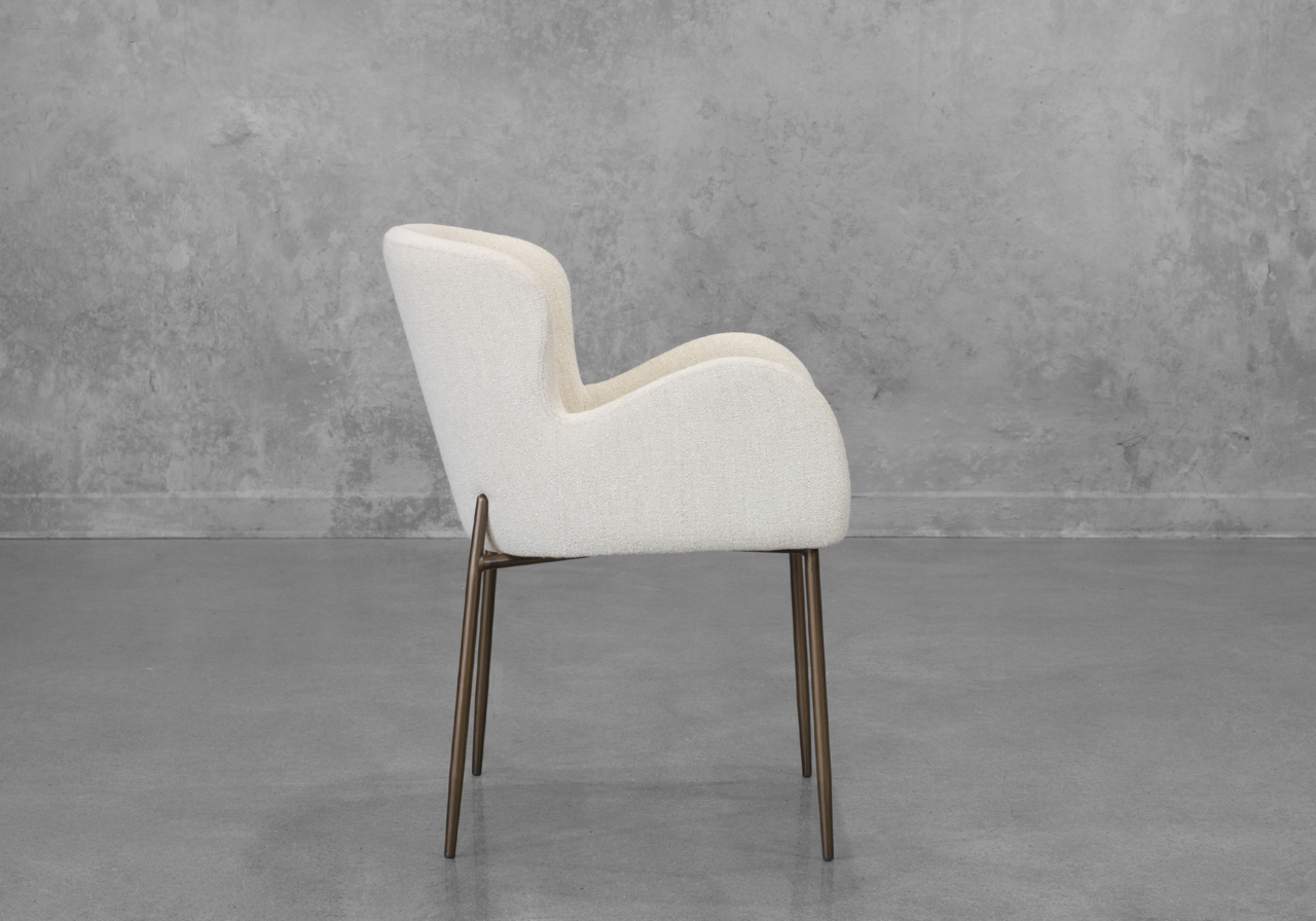 Glam Beige Fabric Armchair - Side