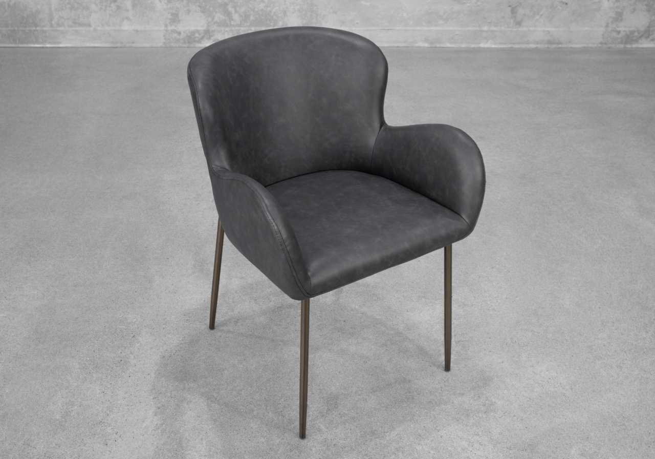 Glam Black Faux Leather Armchair