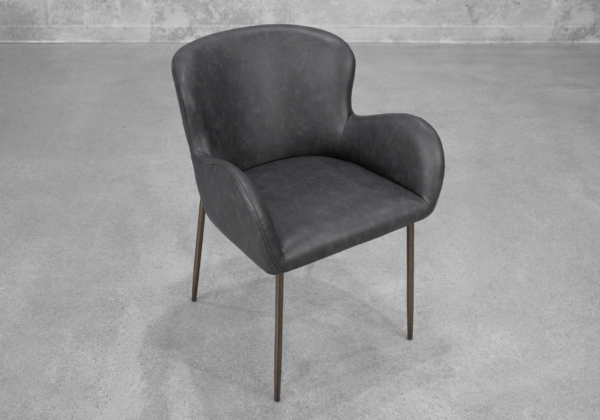 Glam Black Faux Leather Armchair