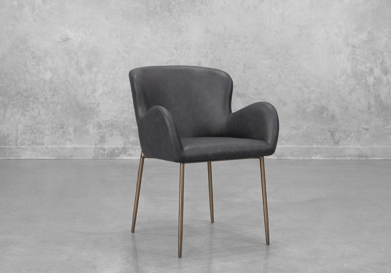 Glam Black Faux Leather Armchair - Angle