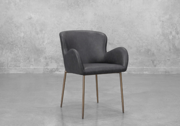 Glam Black Faux Leather Armchair - Angle