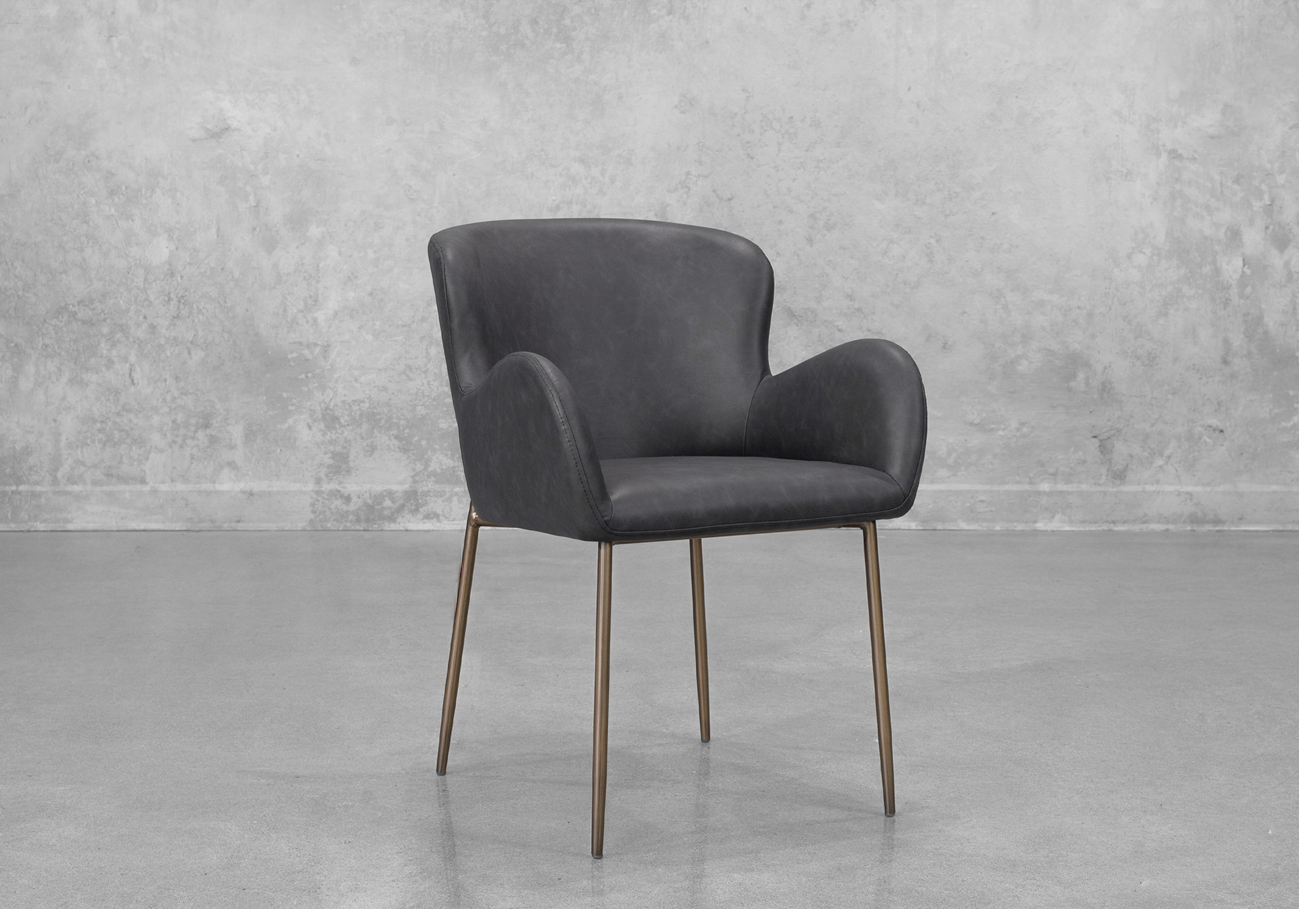 Glam Black Faux Leather Armchair - Angle