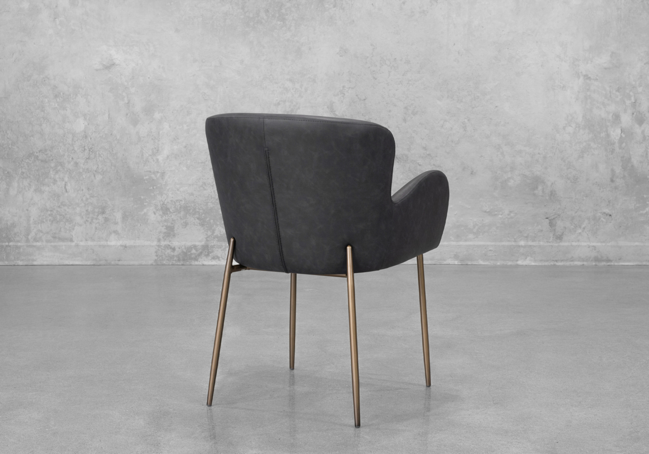 Glam Black Faux Leather Armchair - Back