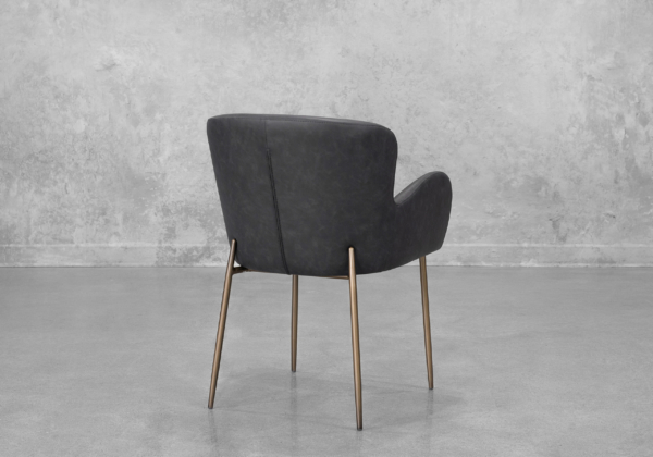 Glam Black Faux Leather Armchair - Back