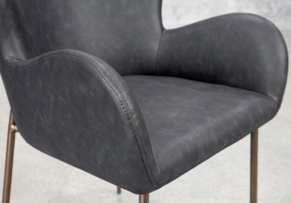 Glam Black Faux Leather Armchair - Close Up