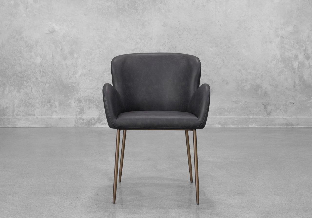 Glam Black Faux Leather Armchair - Front