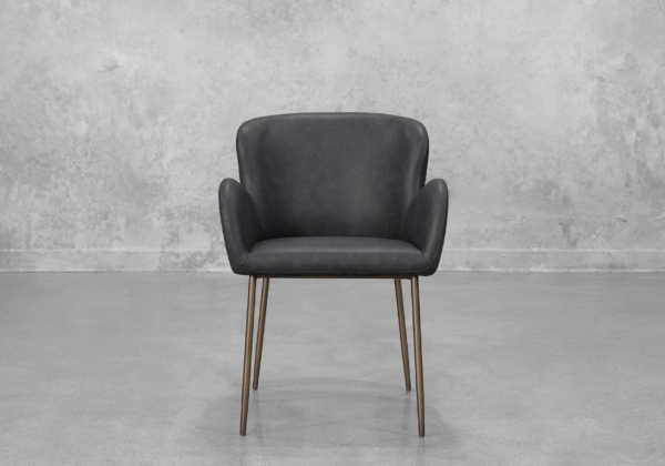 Glam Black Faux Leather Armchair - Front