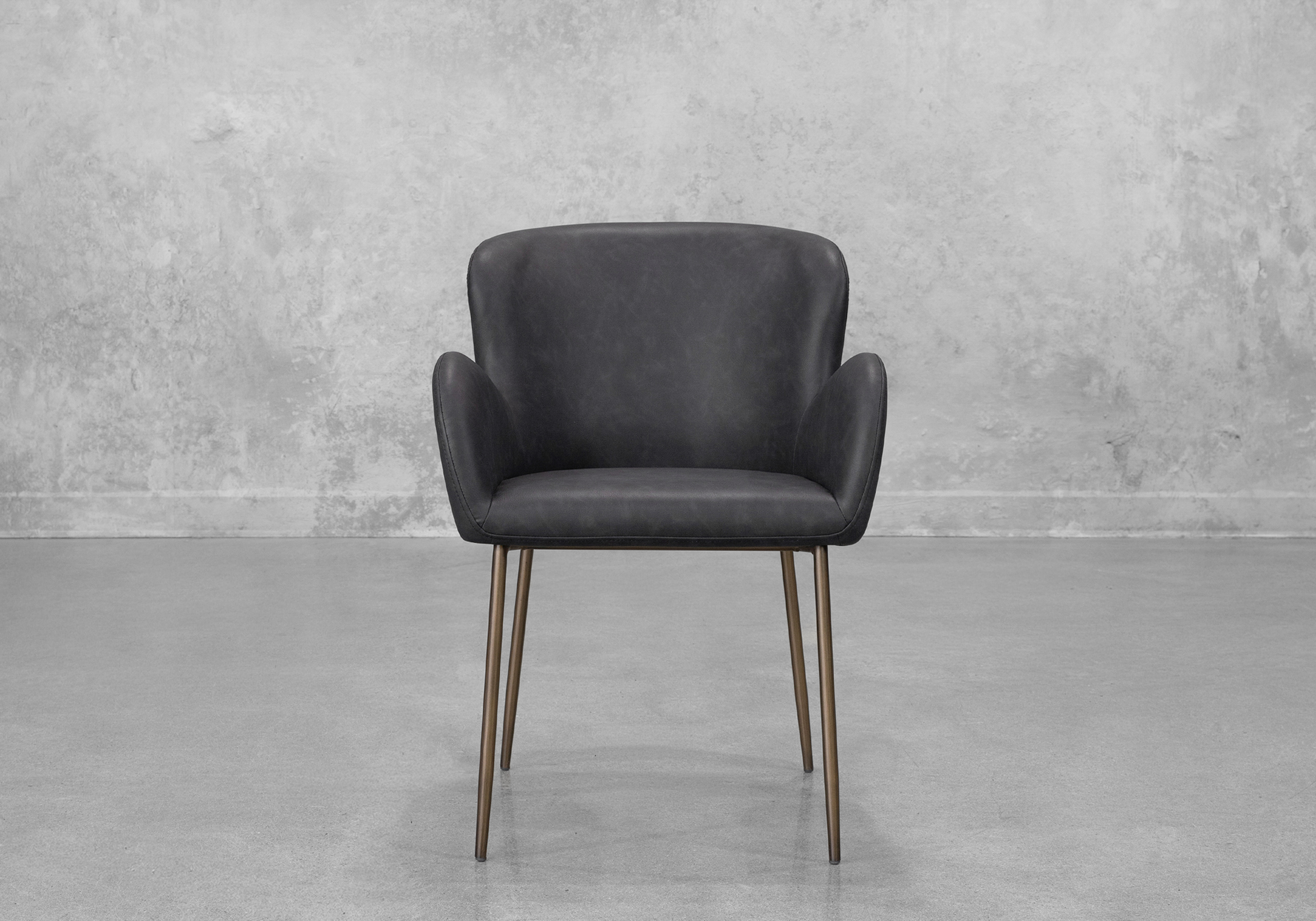 Glam Black Faux Leather Armchair - Front