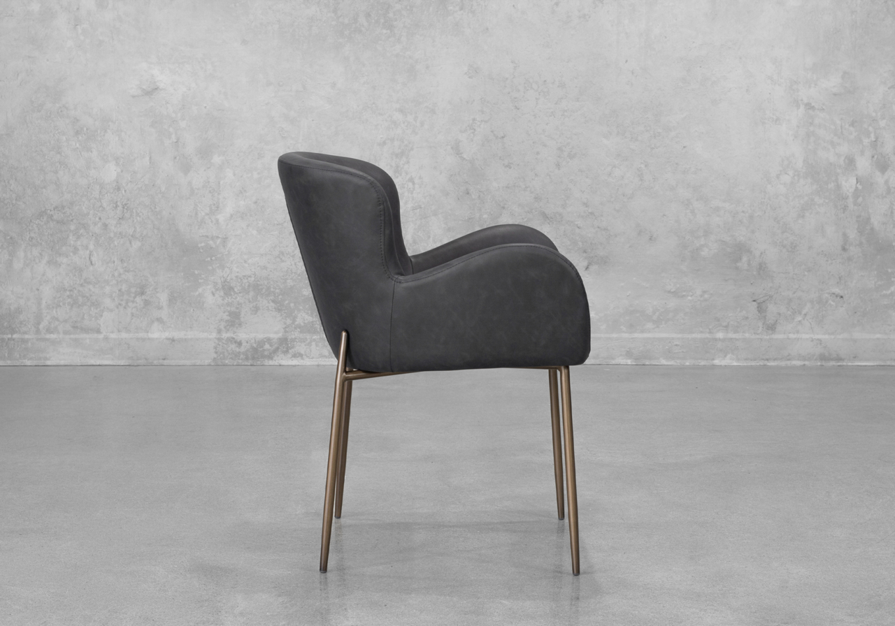 Glam Black Faux Leather Armchair - Side