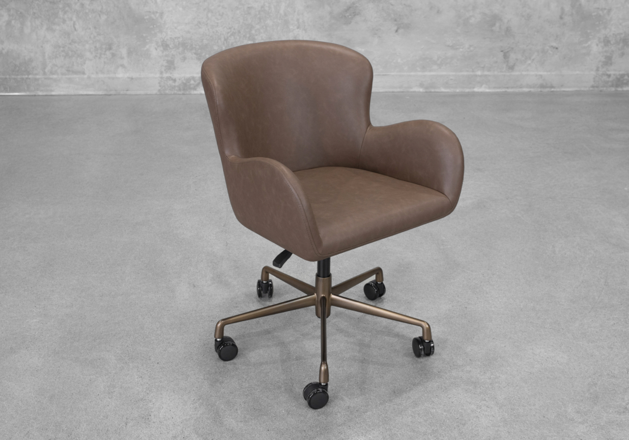 Glam Brown Faux Leather Office Chair