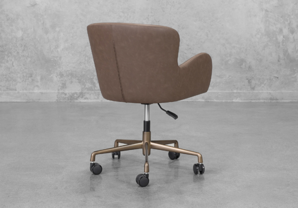Glam Brown Faux Leather Office Chair - Back