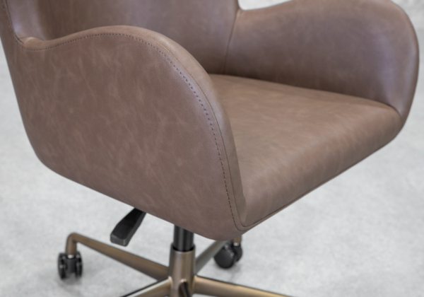 Glam Brown Faux Leather Office Chair - Close Up