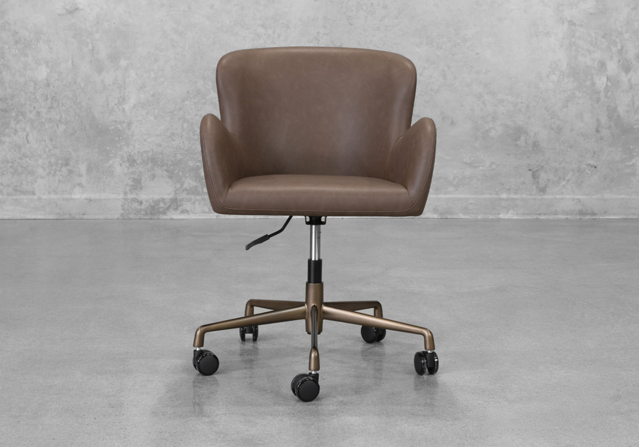 Glam Brown Faux Leather Office Chair - Front