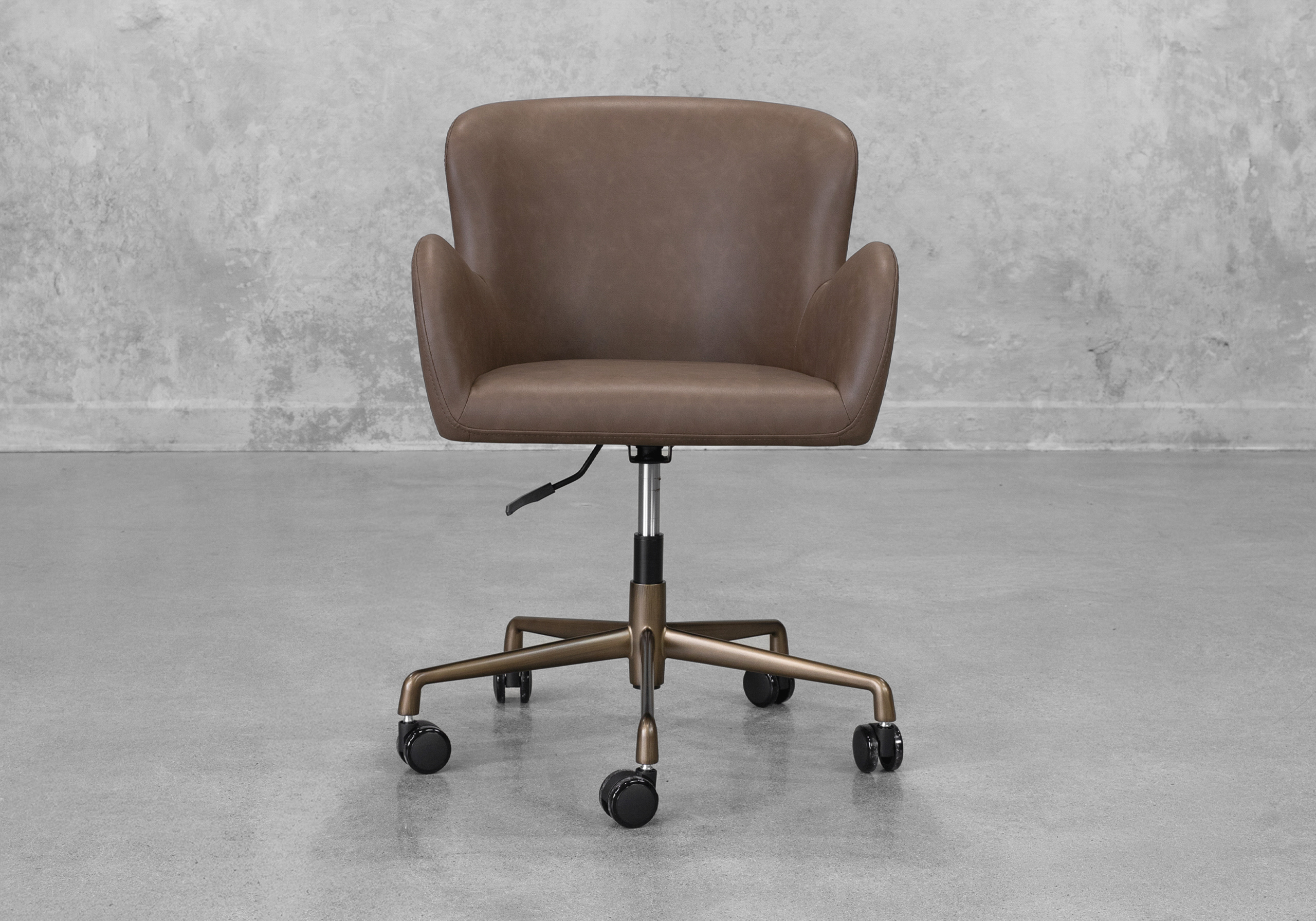 Glam Brown Faux Leather Office Chair - Front