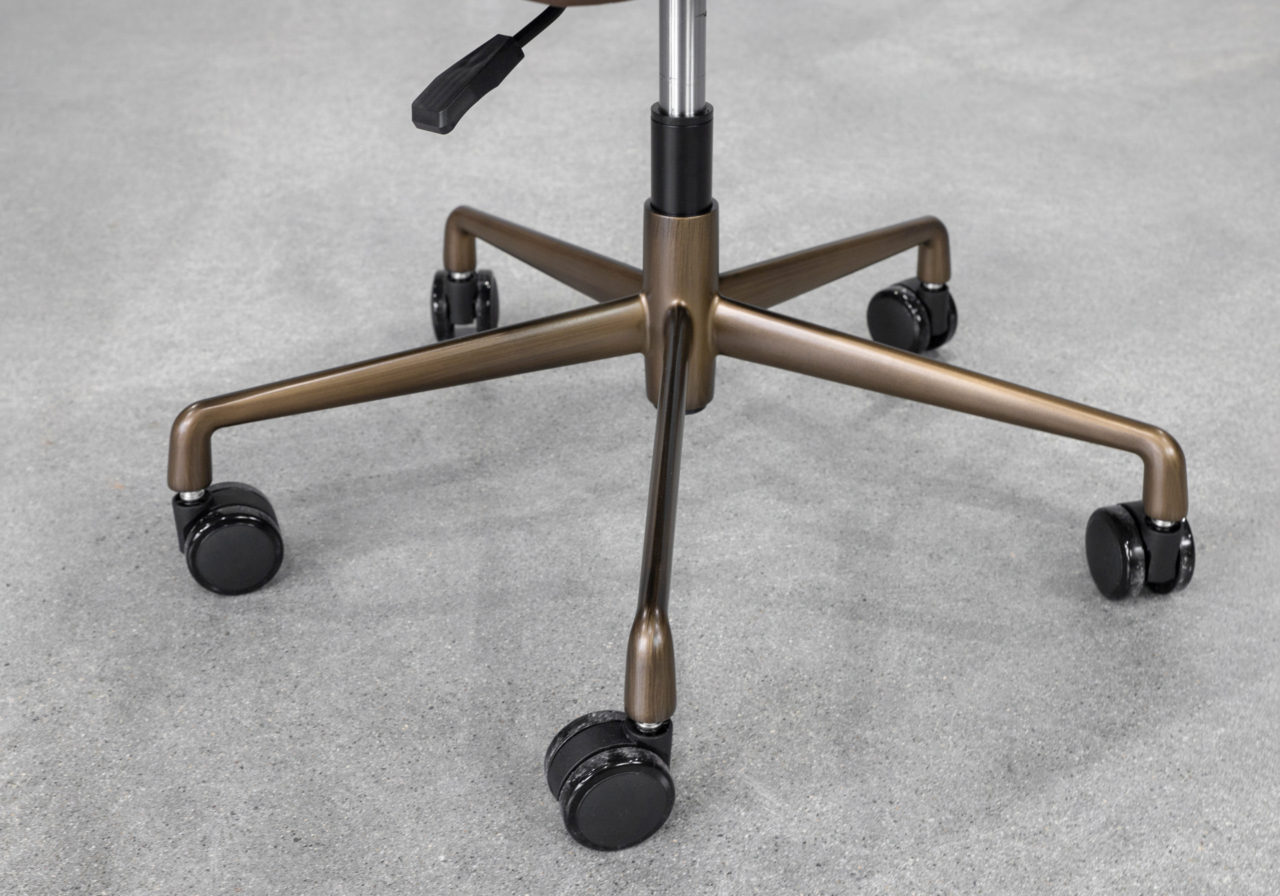 Glam Brown Faux Leather Office Chair - Legs