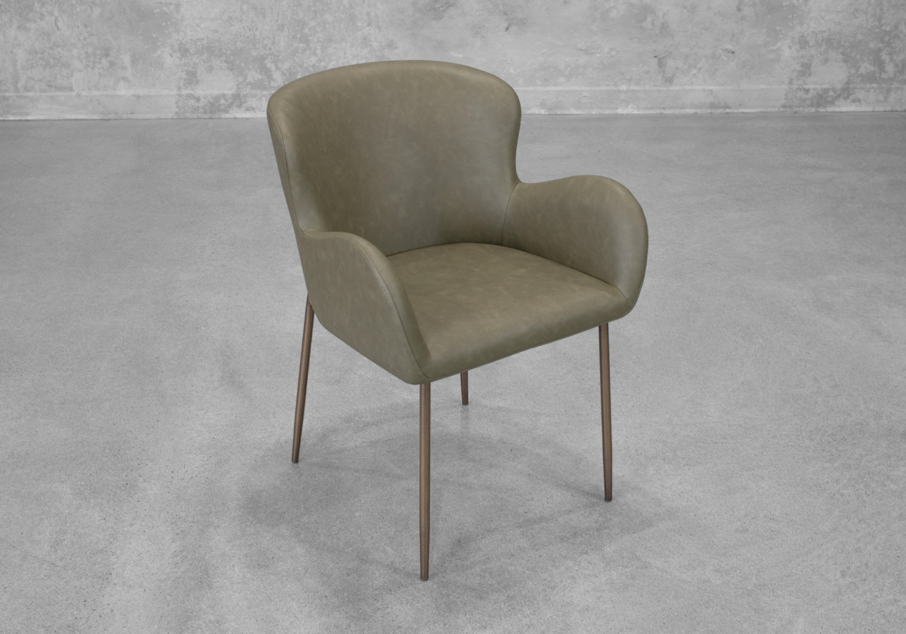 Glam Olive Faux Leather Armchair