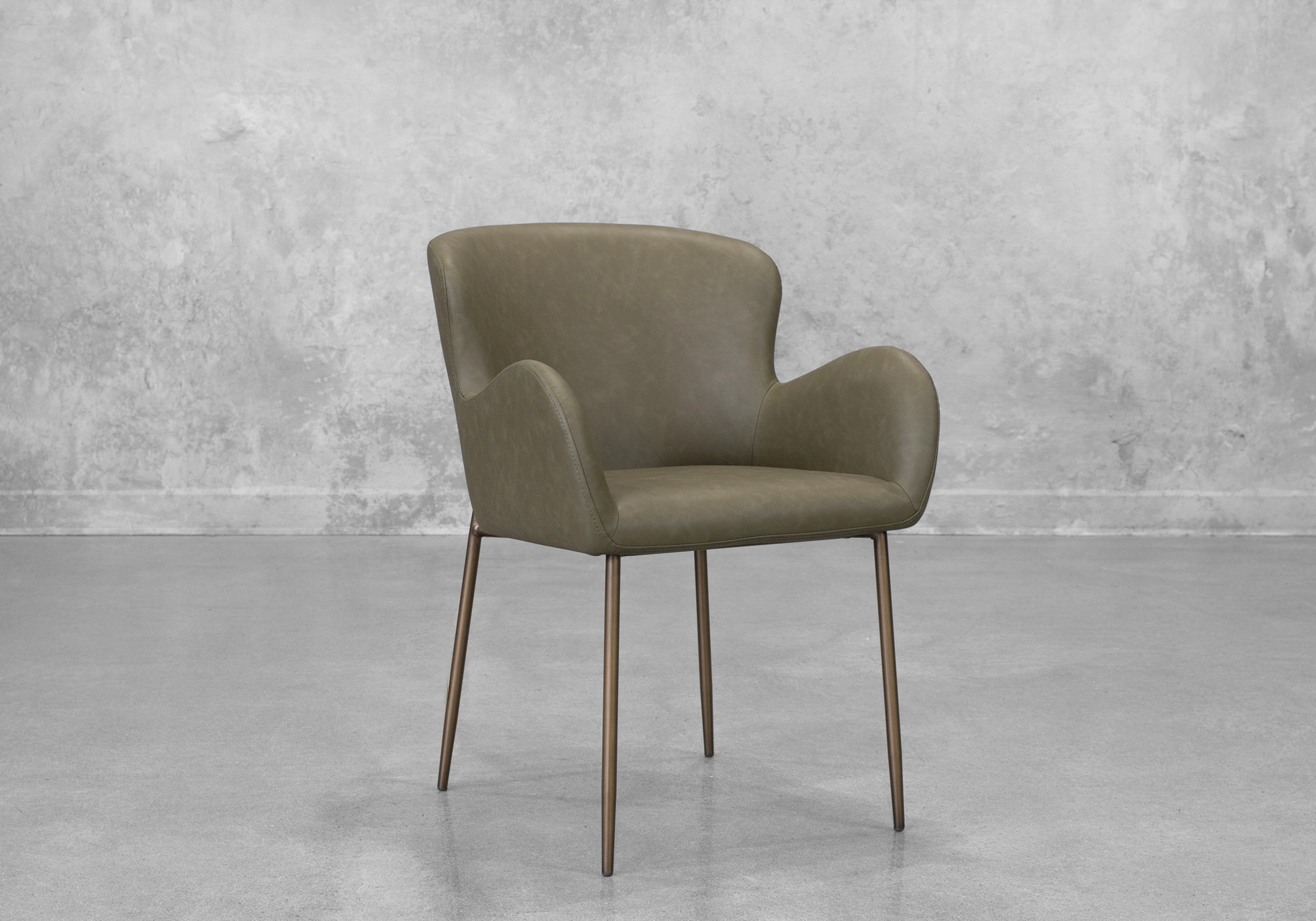 Glam Olive Faux Leather Armchair - Angle