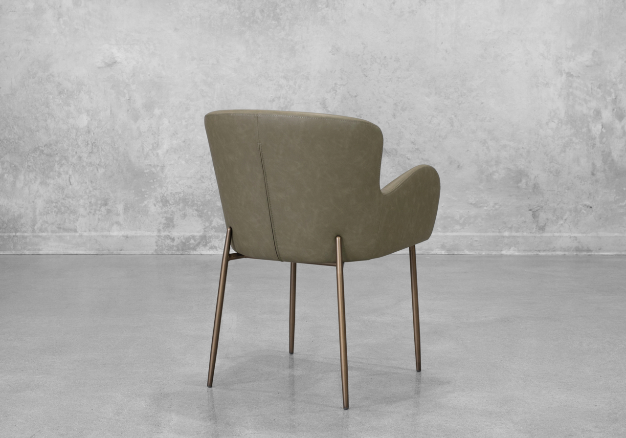 Glam Olive Faux Leather Armchair - Back