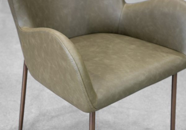 Glam Olive Faux Leather Armchair - Close Up