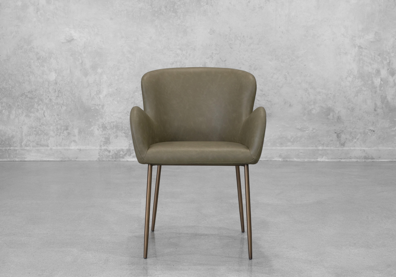 Glam Olive Faux Leather Armchair - Front