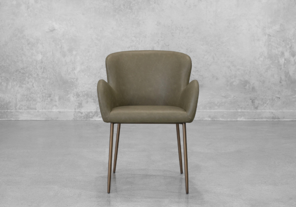 Glam Olive Faux Leather Armchair - Front