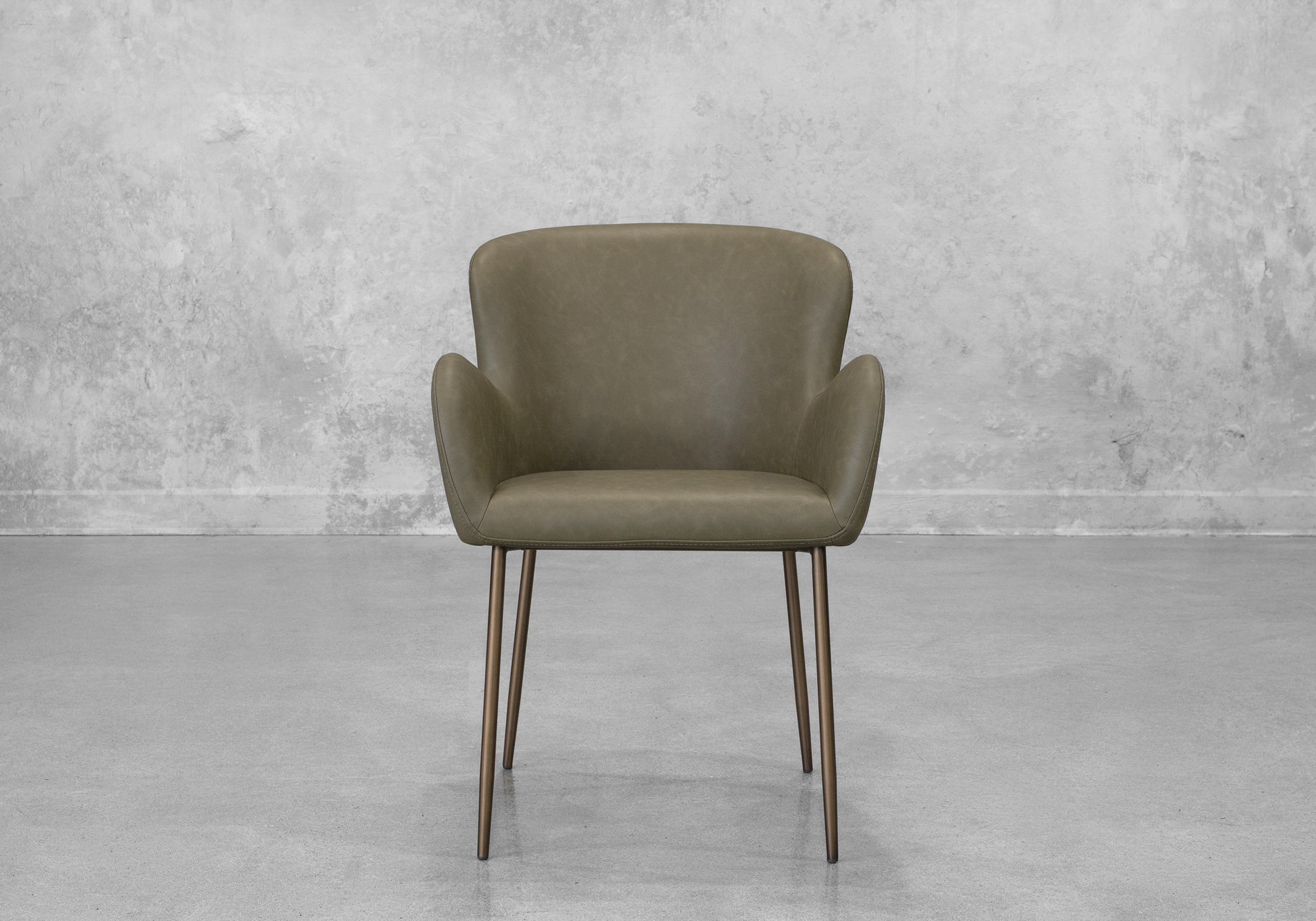 Glam Olive Faux Leather Armchair - Front