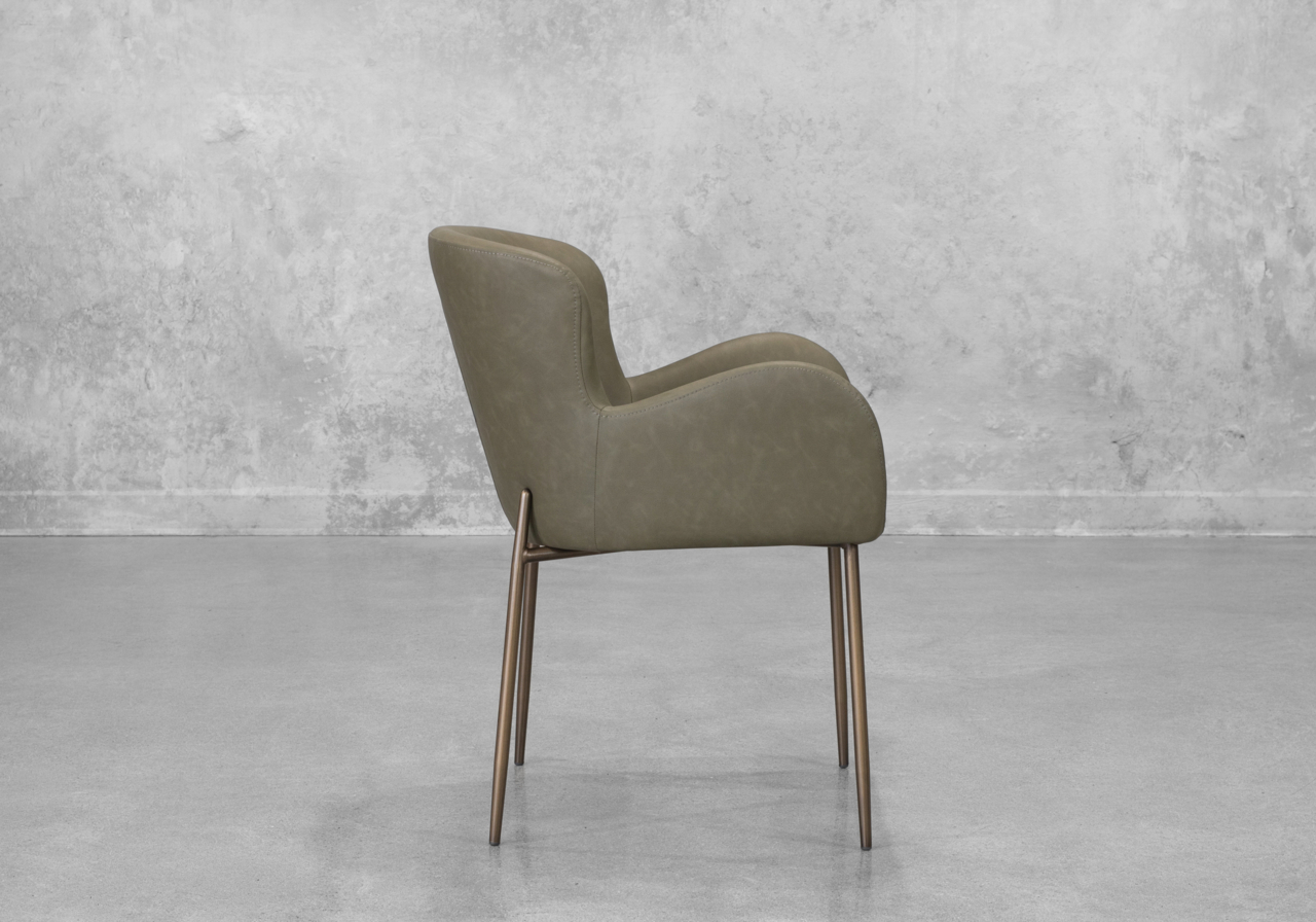 Glam Olive Faux Leather Armchair - Side