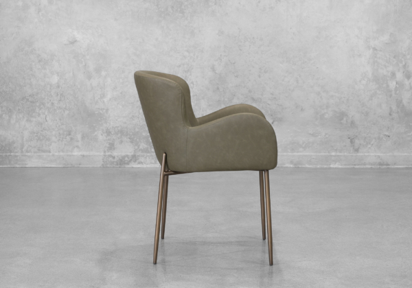 Glam Olive Faux Leather Armchair - Side