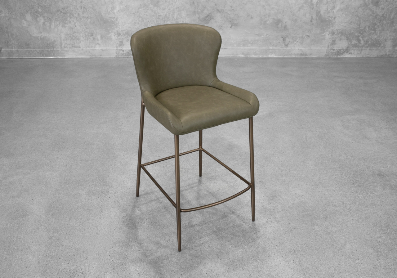 Glam Olive Faux Leather Counter Stool