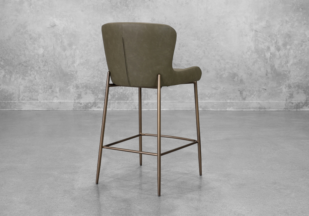 Glam Olive Faux Leather Counter Stool - Back