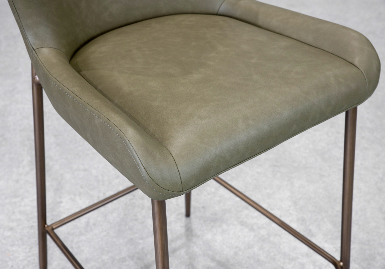 Glam Olive Faux Leather Counter Stool - Close Up