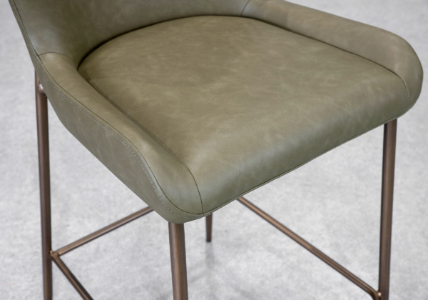 Glam Olive Faux Leather Counter Stool - Close Up