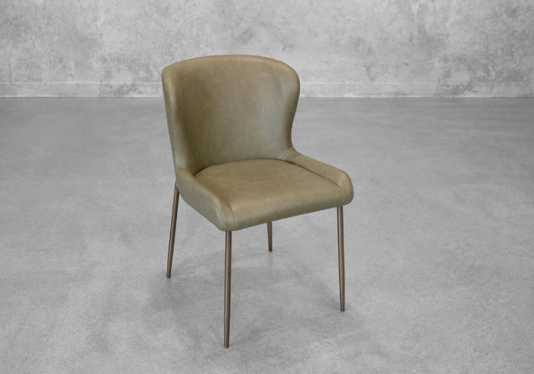 Glam Olive Faux Leather Dining Chair