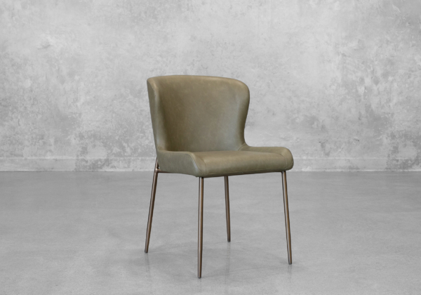 Glam Olive Faux Leather Dining Chair - Angle