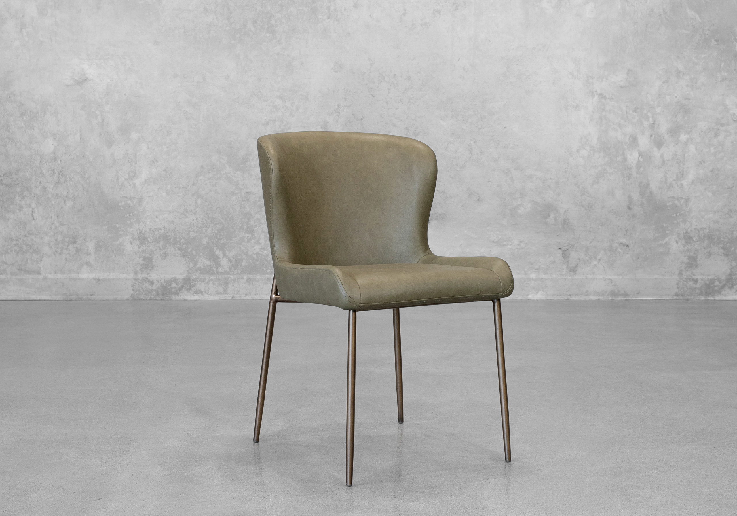 Glam Olive Faux Leather Dining Chair - Angle