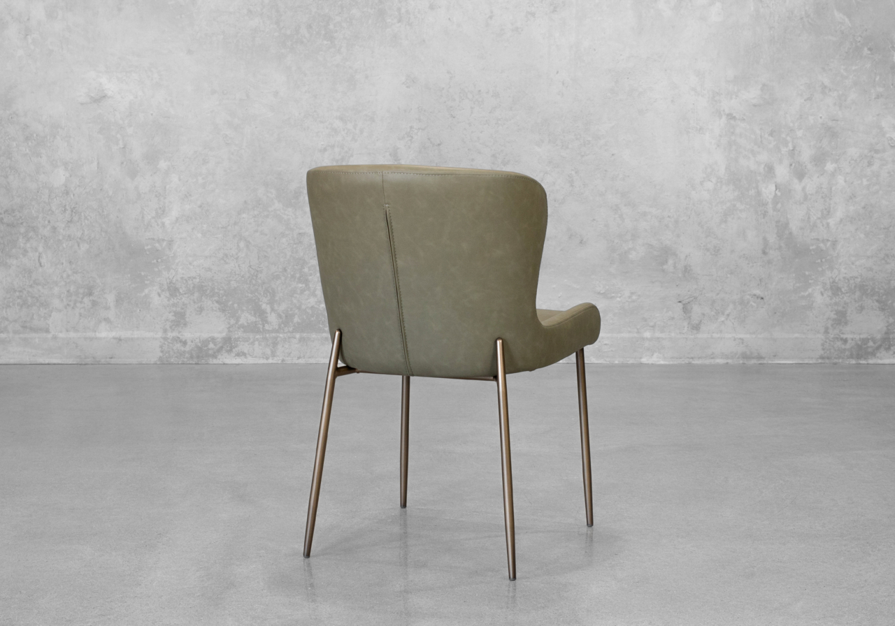 Glam Olive Faux Leather Dining Chair - Back