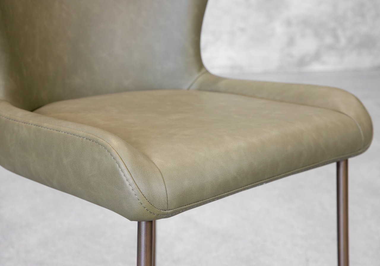 Glam Olive Faux Leather Dining Chair - Close Up