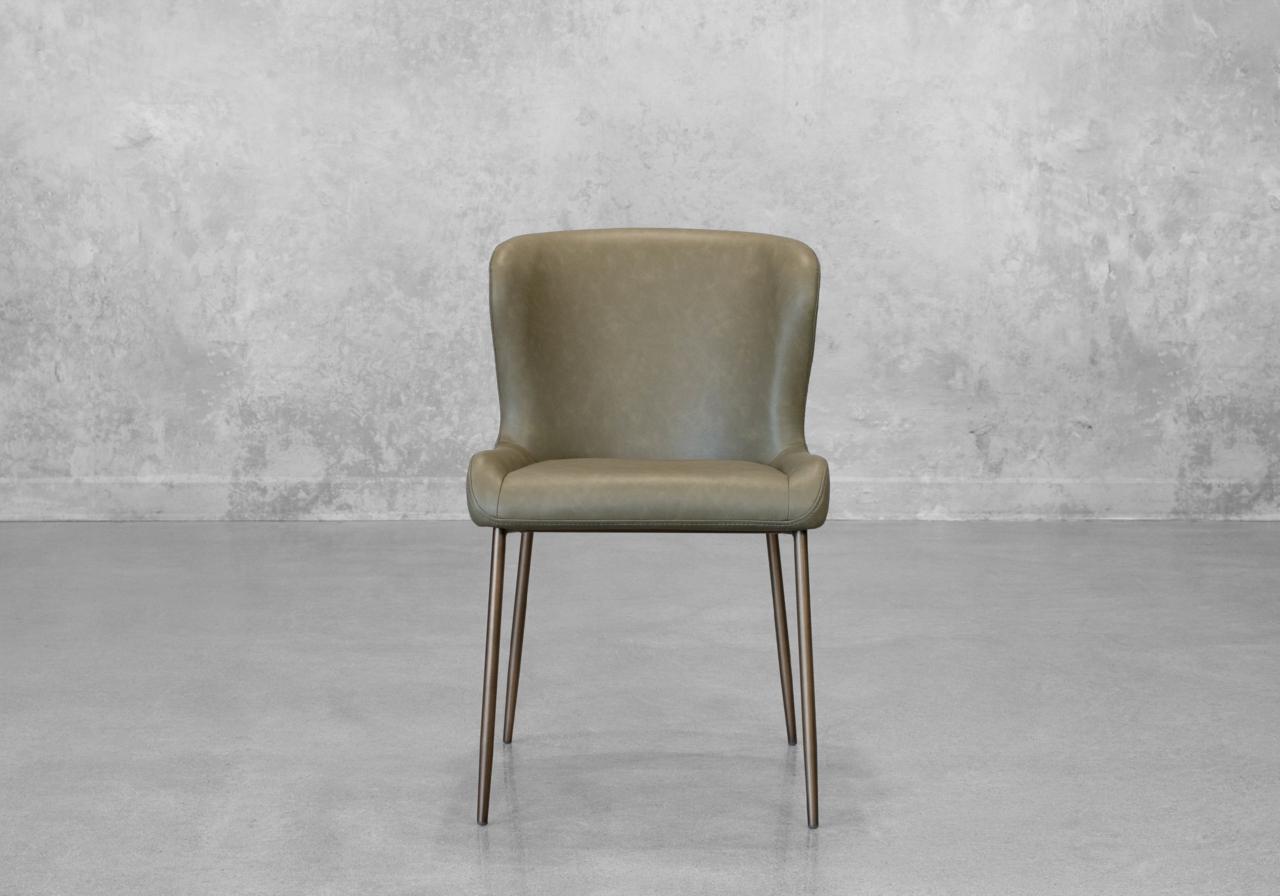 Glam Olive Faux Leather Dining Chair - Front Glam Olive Faux Leather Dining Chair - Front