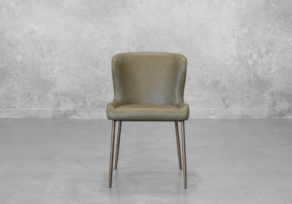 Glam Olive Faux Leather Dining Chair - Front